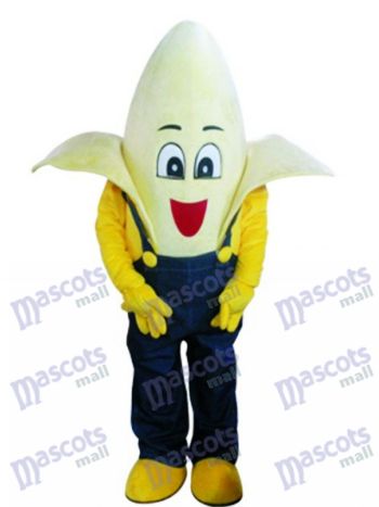Banana Mascot Costume with Blue Overalls