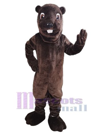 Barney the Beaver Mascot Costume in Dark Brown Fur