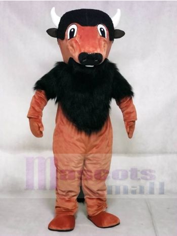 Bison Mascot Costume with Black Head and Tan Body