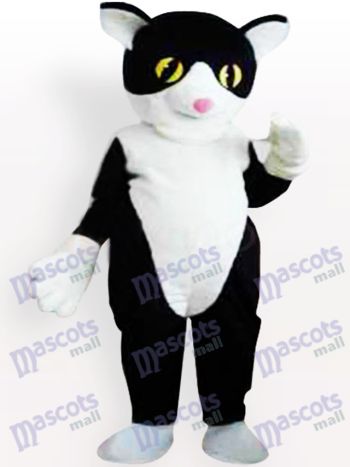 Black and White Cat Mascot Costume with White Face