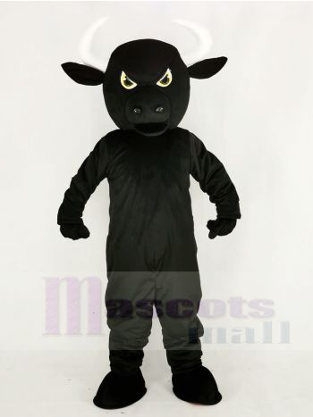 Black Bull Mascot Costume with White Horns