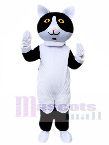 Black and White Cat Mascot Costume