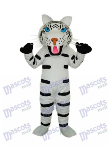 Black and White Striped Tiger Mascot Costume