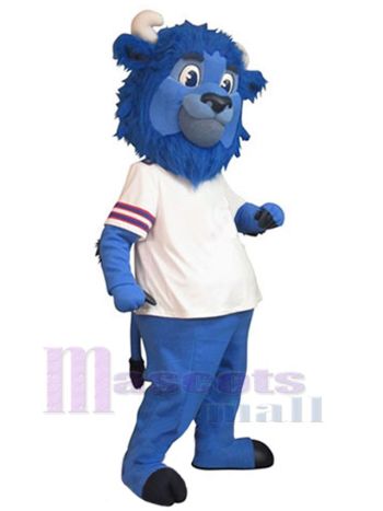Blue Buffalo Mascot Costume in White T-Shirt