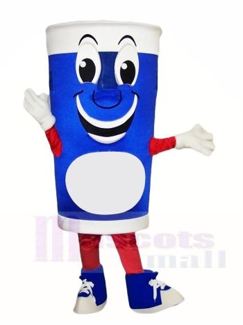 Blue Cup Mascot Costume with White Band