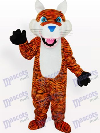 Blue-Eyed Orange Tiger Mascot Costume with White Chest