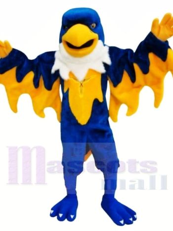Blue and Gold Phoenix Mascot Costume with White Head