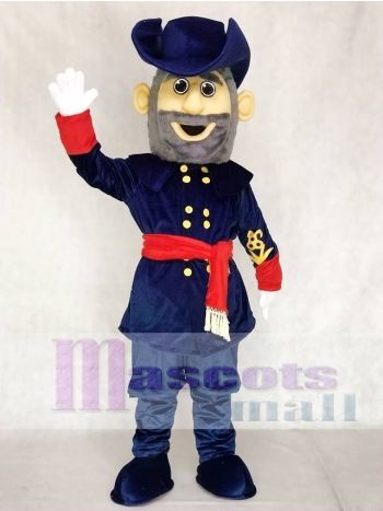 Blue Officer Mascot Costume with Red Sash