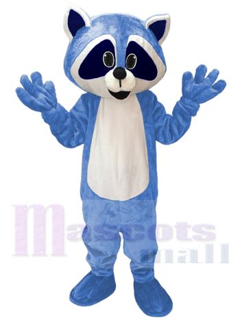 Blue Raccoon Mascot Costume with White Belly