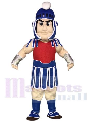 Blue Spartan Mascot Costume with Red Chest