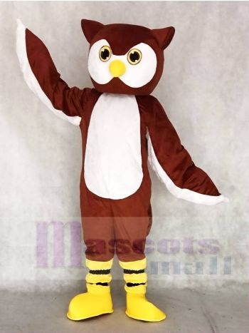 Brown Owl Mascot Costume with White Belly