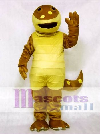 Brown Salamander Mascot Costume with Yellow Belly