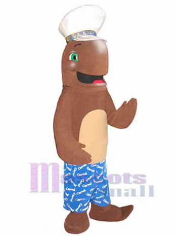 Brown Sea Lion Mascot Costume with Sailor Cap
