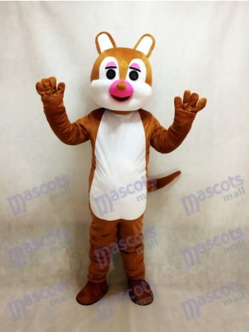 Brown Squirrel Mascot Costume with Pink Nose