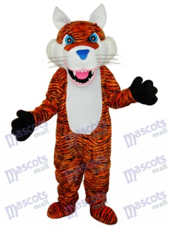 Brown Tiger Mascot Costume with Open Mouth