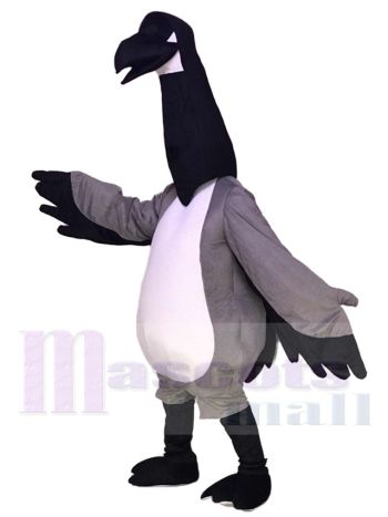 Canada Goose Mascot Costume with Black Head and Gray Wings