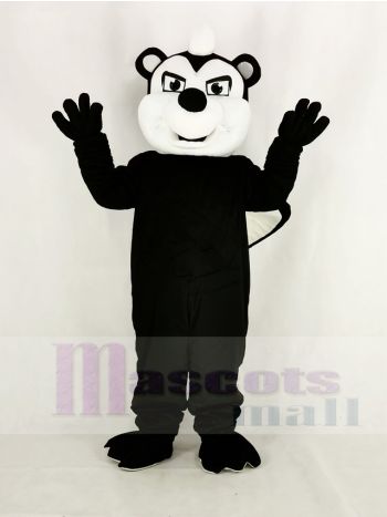 Cartoon Black Skunk Mascot Costume with White Face Patch