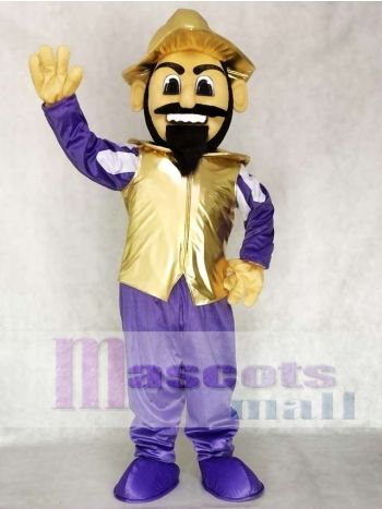 Conquistador Mascot Costume in Gold and Purple