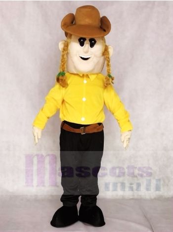 Cowgirl Mascot Costume with Brown Hat