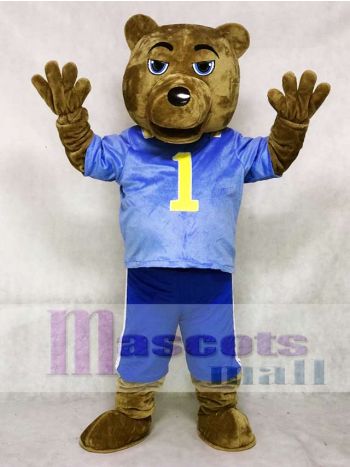 Dark Brown Bear Mascot Costume with Jersey and Shorts