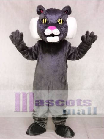 Dark Grey Cat Mascot Costume with White Cheeks