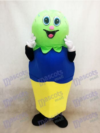 Double Scoop Ice Cream Mascot Costume in Green and Blue