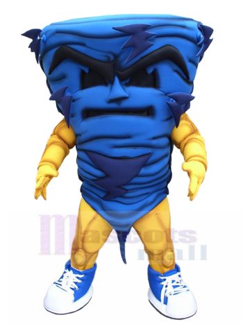 Fierce Blue Tornado Mascot Costume with Lightning