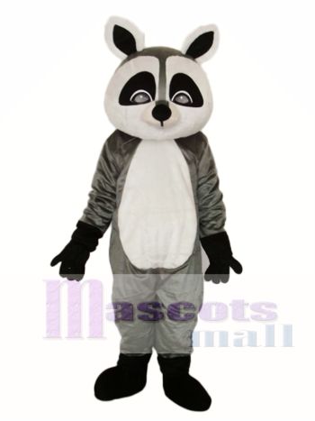 Flat-Faced Grey Raccoon Mascot Costume with White Belly