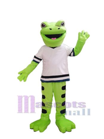 Friendly Frog Mascot Costume with Jersey Shirt