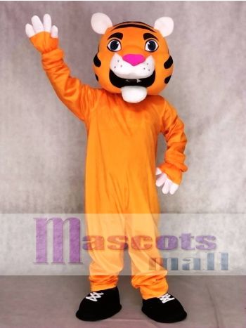 Full Orange Tiger Mascot Costume with White Belly