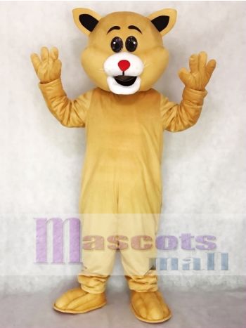 Golden Cat Mascot Costume with Red Nose