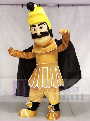 Golden Trojan Mascot Costume with Black Cloak