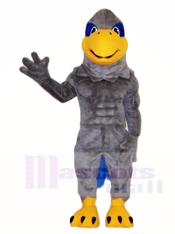 Gray Hawk Mascot Costume with Yellow Face