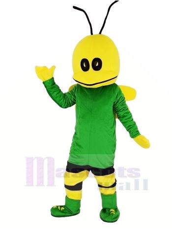 Green Bee Mascot Costume with Yellow Head