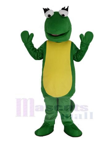 Green Iguana Lizard Mascot Costume with Yellow Belly