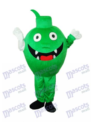 Green Monster Mascot Costume with Leaf Tuft