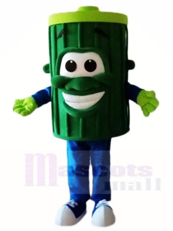 Green Trash Can Mascot Costume with Lime Lid
