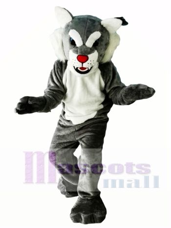 Grey Power Cat Mascot Costume with White Chest