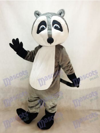 Grey Raccoon Mascot Costume with Black Gloves and Feet
