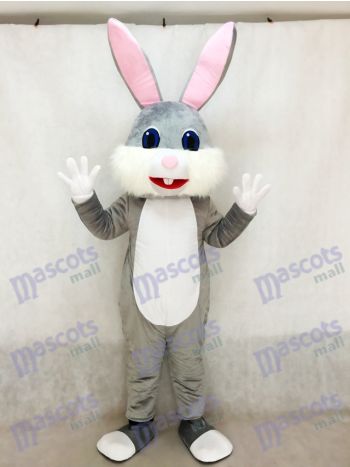 Grey and White Easter Bunny Mascot Costume