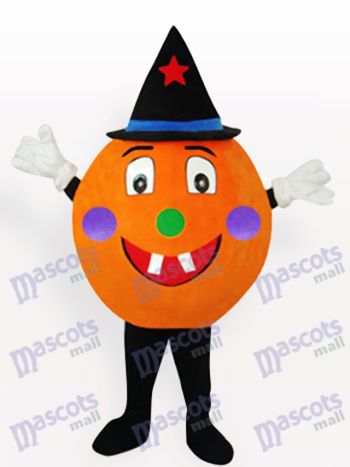 Halloween Pumpkin Mascot Costume with Witch Hat