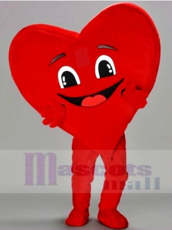Happy Red Heart Mascot Costume