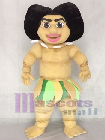 Hawaiian Man Mascot Costume with Grass Skirt