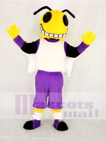 Hornet Mascot Costume in White Vest and Purple Pants