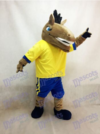 Horse Mascot Costume with Yellow Jersey Shirt