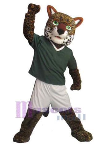 Jaguar Mascot Costume with Green Eyes