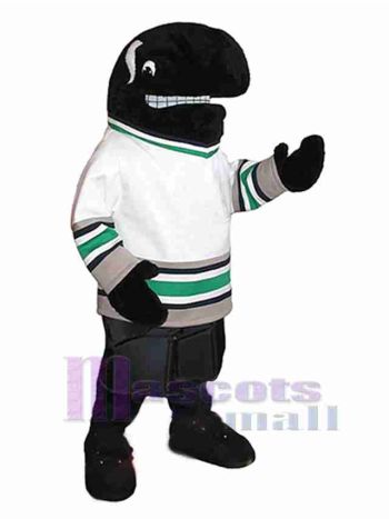 Killer Whale Mascot Costume in Hockey Jersey