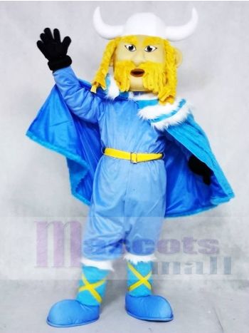 Light Blue Giant Viking Mascot Costume with Cape