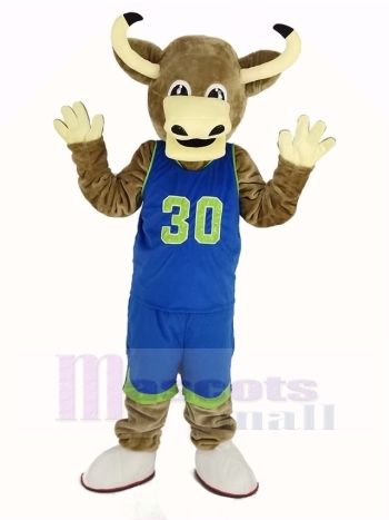 Longhorn Bull Mascot Costume in Blue Jersey