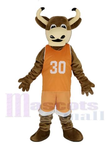 Longhorn Bull Mascot Costume in Orange Jersey